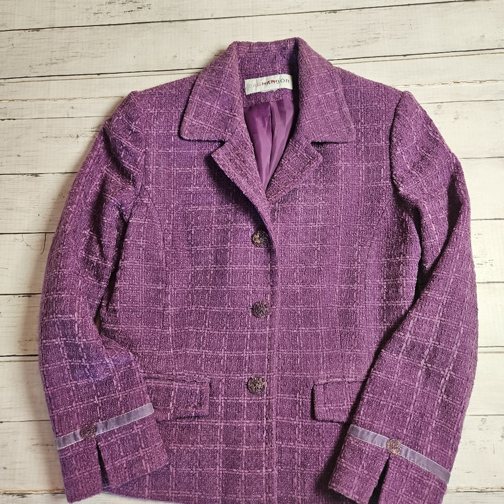 Sag Harbor Purple Tweed Blazer Womens Medium‎